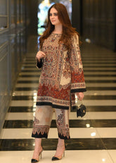 Regal Rust stitched eastern suit by Tehzeeb Libas