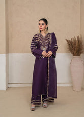 Jazmain embroidered 3pc stitched (purple) royal lifestyle collections