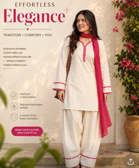 Pink rose 3pc(stiched)