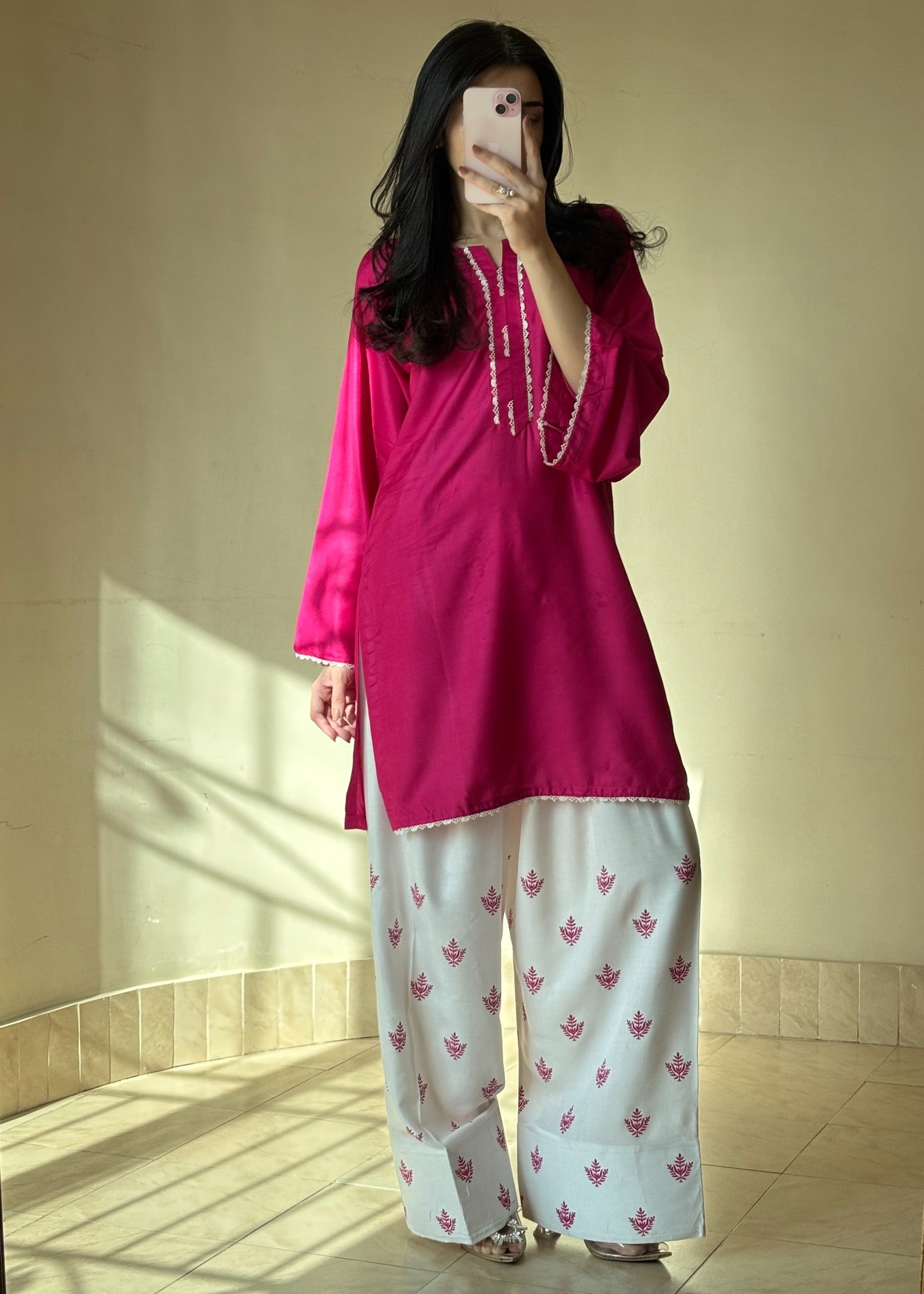 Pink Rose stitched eastern suit by Tehzeeb Libas (view 3)