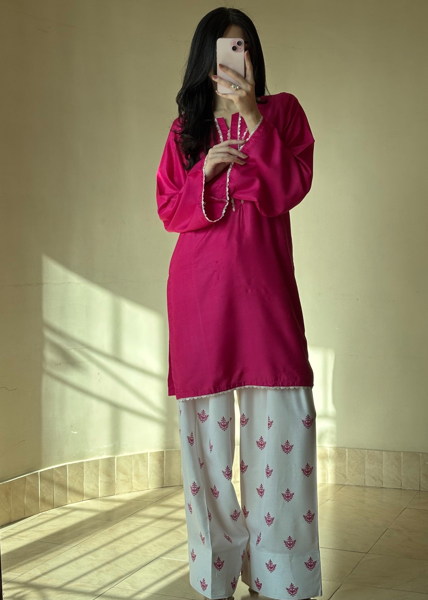 Pink Rose stitched eastern suit by Tehzeeb Libas (view 5)
