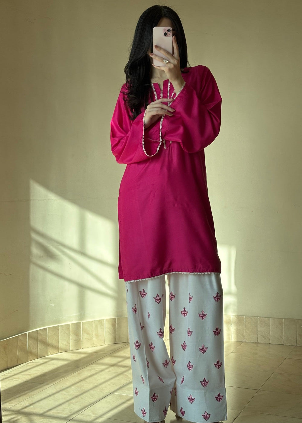 Pink Rose stitched eastern suit by Tehzeeb Libas (view 5)