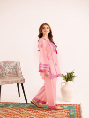 Jugun-Pink Embroidered co-ord royal lifestyle collections