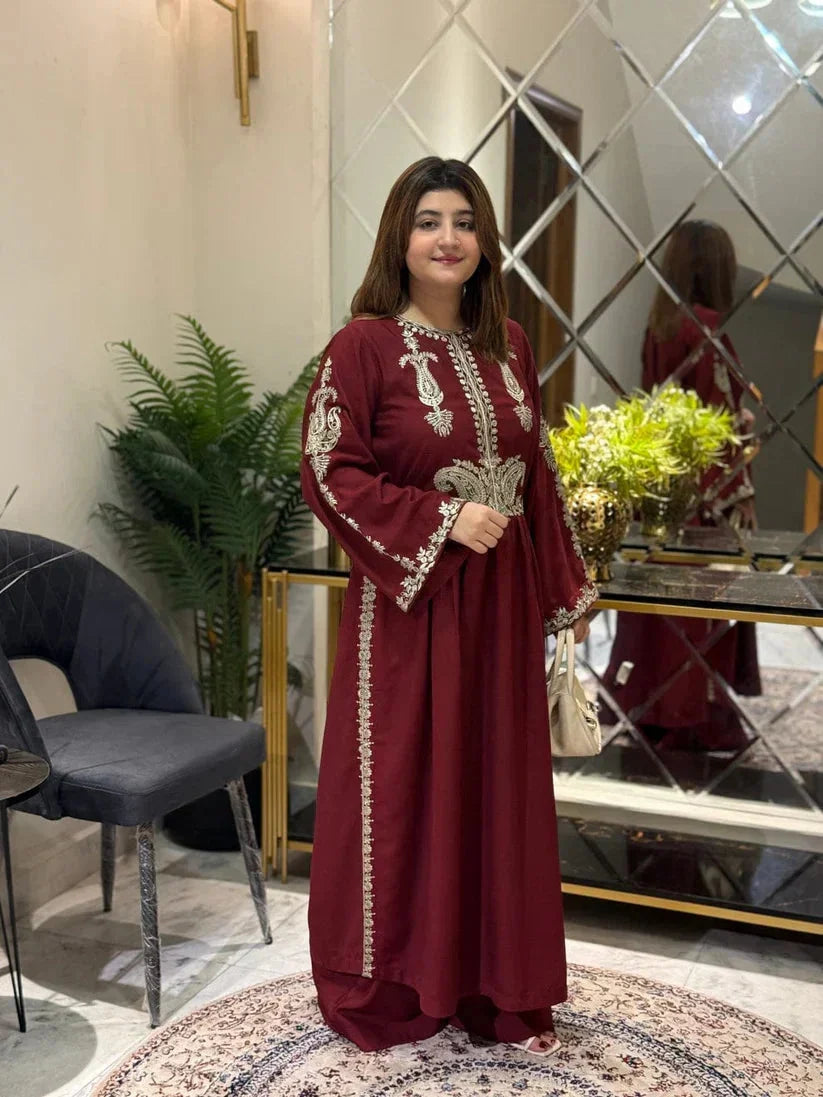 Alisbha Maroon Embroidered 2pc royal lifestyle collections