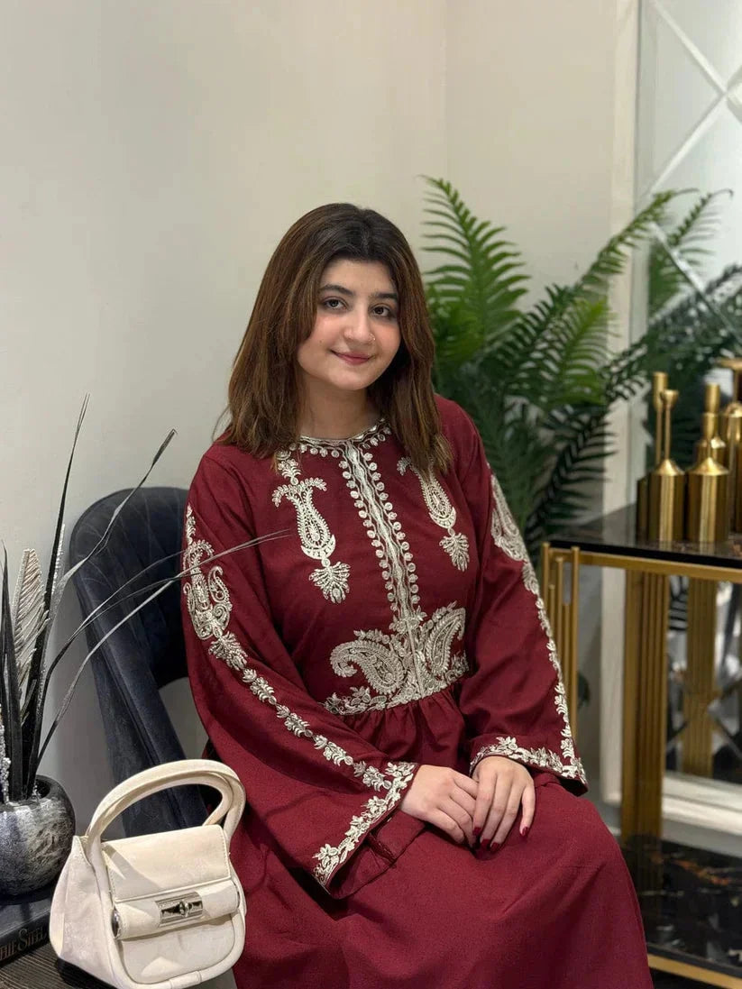 Alisbha Maroon Embroidered 2pc royal lifestyle collections