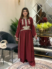 Alisbha Maroon Embroidered 2pc royal lifestyle collections