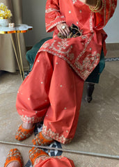 Melon stitched eastern suit by Tehzeeb Libas (view 3)