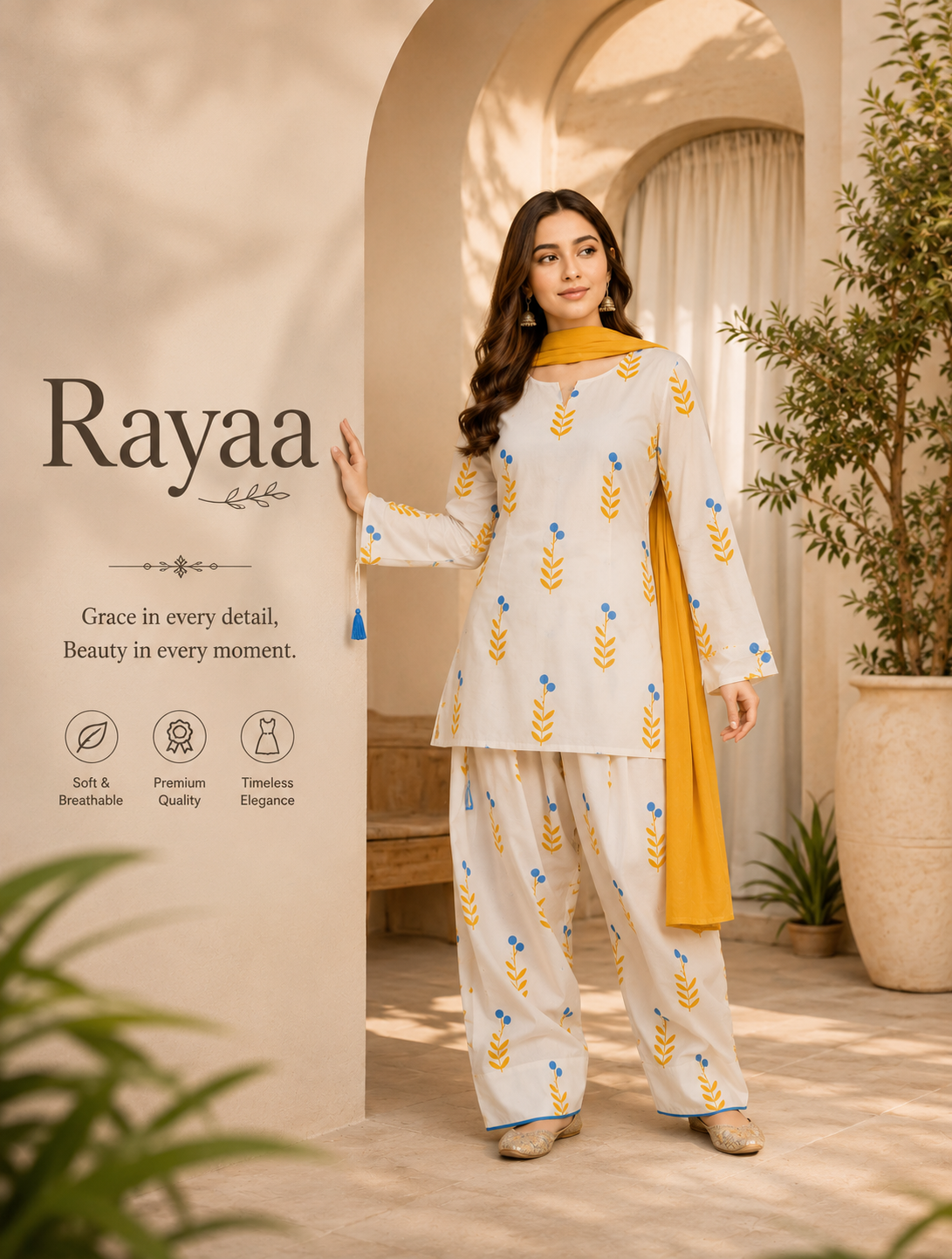 Rayaa 3pcRayaa 3PC Suit – Elegant Printed Lawn Dress | Sehar Collection