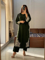 Royal Green Margarita Embroidered 2pcs Royal Lifestyle Collections